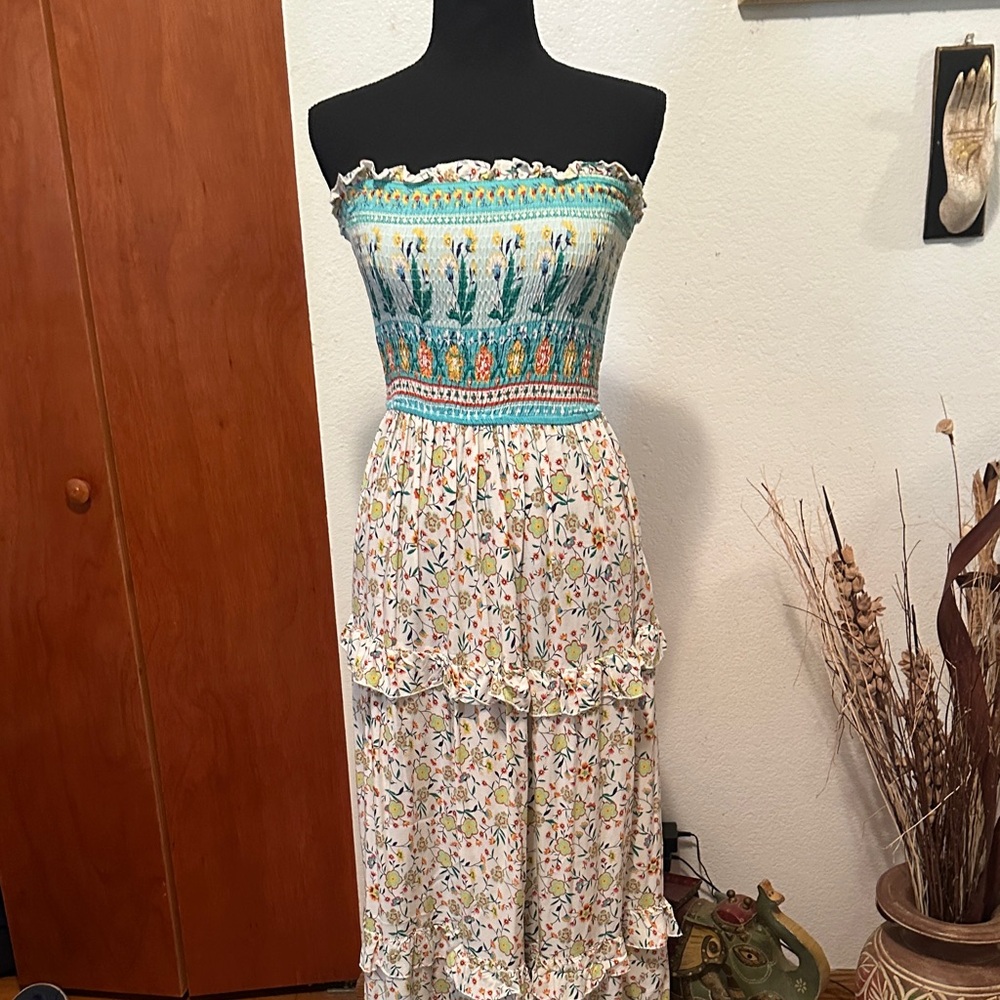 Floral Strapless Maxi Dress